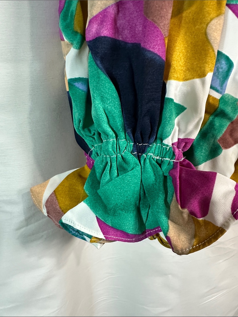 entro Multicolor Abstract Button-Front Blouse - White Base - Picture 4 of 6